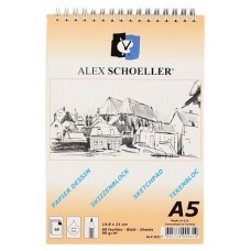 Alex Schoeller ALX-821 A5 Eskiz Spiralli Blok Defter 60 Yaprak 90 Gr./m²