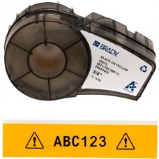 BRADY M21-750-595-YL Orijinal Dayanıklı Kalıcı Yapışkanlı Vinil Şerit Etiket Sarı Üzeri Siyah (19,5mmx6.4m)