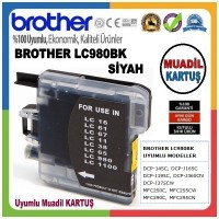 Brother LC980BK Siyah MUADİL Mürekkepli Kartuş MFC-250C/255CW/290C/295CN, DCP-145C/165C/195C/375CW/365CN