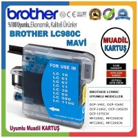 Brother LC980C Mavi MUADİL Mürekkepli Kartuş MFC-250C/255CW/290C/295CN, DCP-145C/165C/195C/375CW/365CN