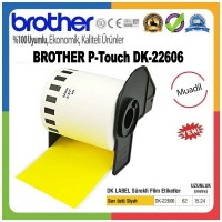 Brother P-Touch DK-22606 MUADİL DK Sürekli Sarı Film Etiket 62MM x 15.24M