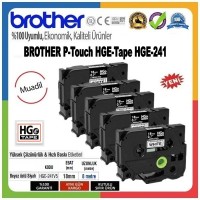Brother P-Touch HGE-241 MUADİL HGe-TAPE (18mm X 8m) Beyaz üzerine Siyah Yüksek Kalite Etiket
