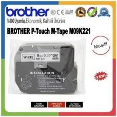 Brother P-Touch M-K221 MUADİL M-TAPE (9mm X 8m) Beyaz Üzerine Siyah Etiket