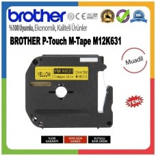 Brother P-Touch M-K631 MUADİL M-TAPE (12mm X 8m) Sarı Üzerine Siyah Termal Etiket