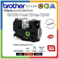 Brother P-Touch TZE-261 MUADİL TZE-TAPE (36mm X 8m) Beyaz üzerine Siyah Standart Laminasyonlu Etiket