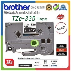 Brother P-Touch TZE-335 MUADİL TZE-TAPE 12 MM Siyah üzerine Beyaz Standart Laminasyonlu Etiket
