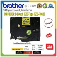 Brother P-Touch TZE-FX621 MUADİL TZE-TAPE (9mm X 8m) Sarı üzerine Siyah Esnek Laminasyonlu Etiket
