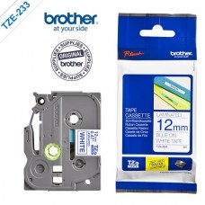 Brother P-Touch TZE-233 TZE-TAPE 12 MM Beyaz üzerine Mavi Laminasyonlu Etiket