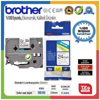 Brother P-Touch TZE-151 TZE-TAPE 24 MM Şeffaf üzerine Siyah Standart Laminasyonlu Etiket