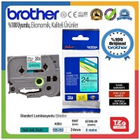 Brother P-Touch TZE-751 TZE-TAPE 24 MM Yeşil üzerine Siyah Standart Laminasyonlu Etiket
