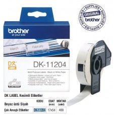 BROTHER DK-11204 P-Touch DK Serisi Çok Amaçlı Etiketi (17mmx54mm) (400 Adet/Rulo)