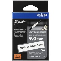 Brother P-Touch HSe-221E Orijinal Beyaz üzerine Siyah Isı ile Daralan Laminasyonlu Etiket - 9mm