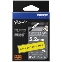 Brother P-Touch HSe-611E Orijinal Sarı üzerine Siyah Isı ile Daralan Laminasyonlu Etiket - 5,2 mm