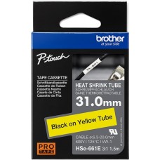Brother P-Touch HSe-661E Orijinal Sarı üzerine Siyah Isı ile Daralan Laminasyonlu Etiket -31mm