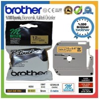 Brother P-Touch M-831 M-TAPE 12 MM Altın üzerine Siyah Termal Etiket