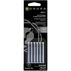 Cross Spire 8929-3 Mavi/Siyah İnce Dolma Kalem Kartuşu 6'Lı Blister