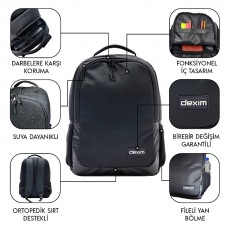Dexim DXBP12 Venio 15.6" Notebook Sırt Çantası Siyah