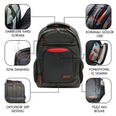 Dexim DXBP40 Premium Gaming 17.3" Notebook Sırt Çantası Siyah