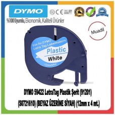DYMO S0721610 MUADİL LetraTag Plastik Şerit (12 mm X 4 mt) , Beyaz (59422)