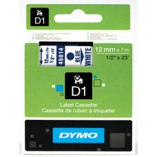 DYMO S0720540 D1 Yedek Şerit, (12 mm x 7 mt), Beyaz/Mavi (45014)