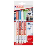 Edding 4085 Cam Sıvı Tebeşir Markörü ~1-2 mm Yuvarlak Uçlu 4'Lü Blister Basic Renkler Edding 4085 Cam Sıvı Tebeşir Markörü ~1-2 mm Yuvarlak Uçlu 4'Lü Blister Basic Renkler