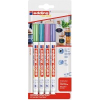 Edding 4085 Cam Sıvı Tebeşir Markörü ~1-2 mm Yuvarlak Uçlu 4'Lü Blister Metal Renkler Edding 4085 Cam Sıvı Tebeşir Markörü ~1-2 mm Yuvarlak Uçlu 4'Lü Blister Metal Renkler