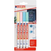 Edding 4085 Cam Sıvı Tebeşir Markörü ~1-2 mm Yuvarlak Uçlu 4'Lü Blister Pastel Renkler Edding 4085 Cam Sıvı Tebeşir Markörü ~1-2 mm Yuvarlak Uçlu 4'Lü Blister Pastel Renkler