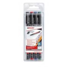 Edding 141 F Asetat Kalemi 0.3 mm Yuvarlak Uçlu 4'Lü Set Karışık Renkli
