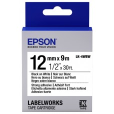 Epson LK-4WBW Orijinal Güçlü Yapışkanlı Etiket Kartuşu Siyah / Beyaz 12 mm (9 m) C53S654016