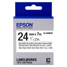 Epson LK-6WBVN Orijinal Vinil Etiket Kartuşu Siyah / Beyaz 24 mm (7 m) C53S656020