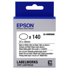Epson LK-8WBWAB Orijinal Oval Kalıp Kesim Bandı Kartuşu Siyah / Beyaz 25mmx38 mm (140 Oval Etiket) C53S658902