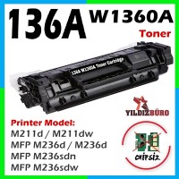 HP 136A Siyah Muadil Japanese CHİPSİZ LaserJet Toner 1100 Sayfa (W1360A)