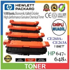 HP 647A-648A MUADİL LaserJet Premium Toner Kartuşu (1 SET) CE260A-CE263A