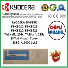 KYOCERA TK-895K Siyah MUADİL CHİPLİ Toner FS-C8025, C8520, C8525, (235Gr/12000 Syf)