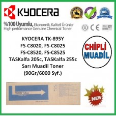 KYOCERA TK-895Y Sarı MUADİL CHİPLİ Toner FS-C8025, C8520, C8525, (90Gr/6000 Syf)