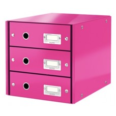 Leitz 6048 WOW C&S 3 Çekmeceli Evrak Rafı Metalik Pembe
