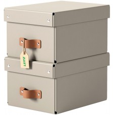 Leitz 61470012 Puro Küçük Kapaklı Saklama Kutusu, 7L, %100 Recycled Karton, 2'Li Paket Bej