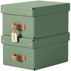 Leitz 61470050 Puro Küçük Kapaklı Saklama Kutusu, 7L, %100 Recycled Karton, 2'Li Paket Yeşil