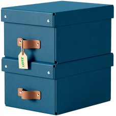 Leitz 61470068 Puro Küçük Kapaklı Saklama Kutusu, 7L, %100 Recycled Karton, 2'Li Paket Mavi