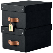 Leitz 61470095 Puro Küçük Kapaklı Saklama Kutusu, 7L, %100 Recycled Karton, 2'Li Paket Siyah