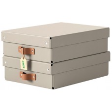 Leitz 61480012 Puro Alçak Kapaklı Saklama Kutusu, 8L, %100 Recycled Karton, 2'Li Paket Bej