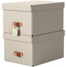 Leitz 61490012 Puro Orta Boy Kapaklı Saklama Kutusu, 8L, %100 Recycled Karton, 2'Li Paket Bej