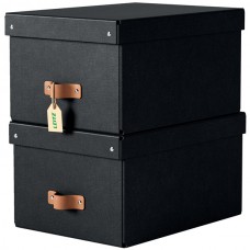 Leitz 61490095 Puro Orta Boy Kapaklı Saklama Kutusu, 8L, %100 Recycled Karton, 2'Li Paket Siyah