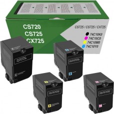 Lexmark 74C5SK0 74C5SC0 74C5SM0 74C5SY0 Japanese Muadil Toner Kartuşları 4'Lü Paket 7000 Sayfa / CS720, CS725, CX725
