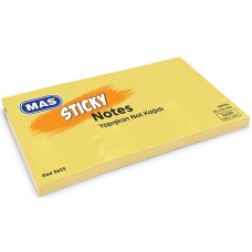 Mas 3653 Yapışkanlı Çıkarılabilir Not Kağıdı, 35 x 51mm , Pastel 100 Sayfa Sarı