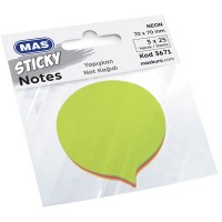 Mas 3671 Yapışkanlı Çıkarılabilir Şekilli Not Kağıdı, Konuşma Balonu Şeklinde, 3 Yaprak Neon Renkler 75 Sayfa 