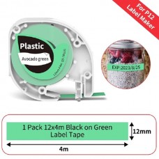 Phomemo Q5-TBG31 Avokado Yeşil Üzerine Siyah (Black on Avocado Green) Plastik Şerit Etiket 12mmx4m丨P12, P12pro ve Dymo LetraTag Uyumlu Phomemo Q5-TBG31 Avokado Yeşil Üzerine Siyah (Black on Avocado Green) Plastik Şerit Etiket 12mmx4m丨P12, P12pro ve Dymo LetraTag Uyumlu