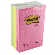 Post-it® 660-N Super Sticky Not, Neon Gökkuşağı Renkleri, Çizgili 101x152mm, 100 yaprak 3 renk