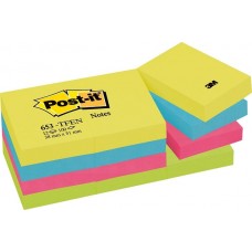 Post-it® 653-TFEN Süper Yapışkan Notlar, Energetic Renk Koleksiyonu, 38 mm x 51 mm, 100 Sayfa, 12'Li Paket