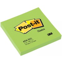 Post-it® 654NG Not, Neon Yeşil, 90 Yaprak, 76x76mm 6'Lı Karton PEFC